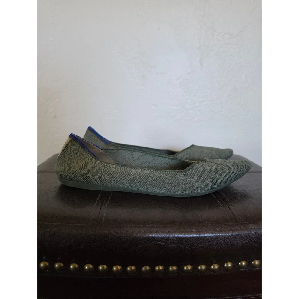 Rothy's Army Green Pointed Toe‎ Resort Footfriendly Ballet Flats sz 9.5
